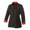 Veste de Cuisine Femme UNA Noir/Rouge