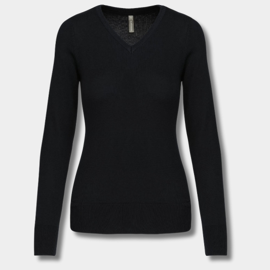Pull col V femme en coton – Élégance & confort