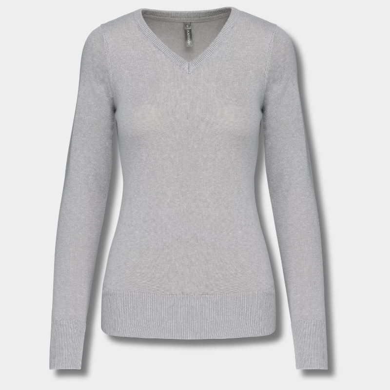 Pull col V femme en coton – Élégance & confort