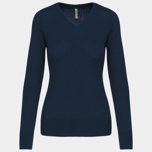 Pull col V femme en coton – Élégance & confort