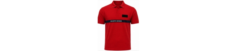 Polo rouge Sécurité Incendie 100 % coton Brodé & Velcro