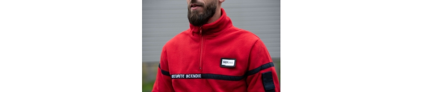 Sweat polaire sécurité incendie SSIAP rouge marine Vêtement professionnel