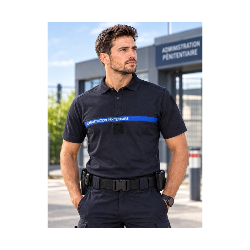 Polo Administration Pénitentiaire manches courtes marine Professionnel